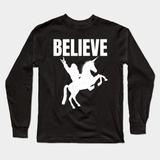 Bigfoot Riding A Unicorn Long Sleeve T-Shirt